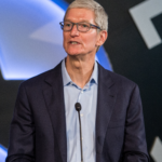 Tim Cook speaking at an Austin Community College event in 2017