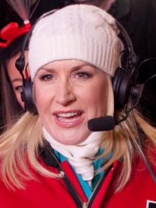 Angela Kinsey working with NBC in Times Square in 2012