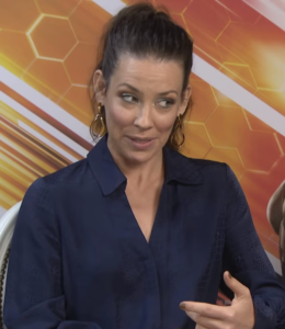 Evangeline Lilly during an MTV UK interview in 2018